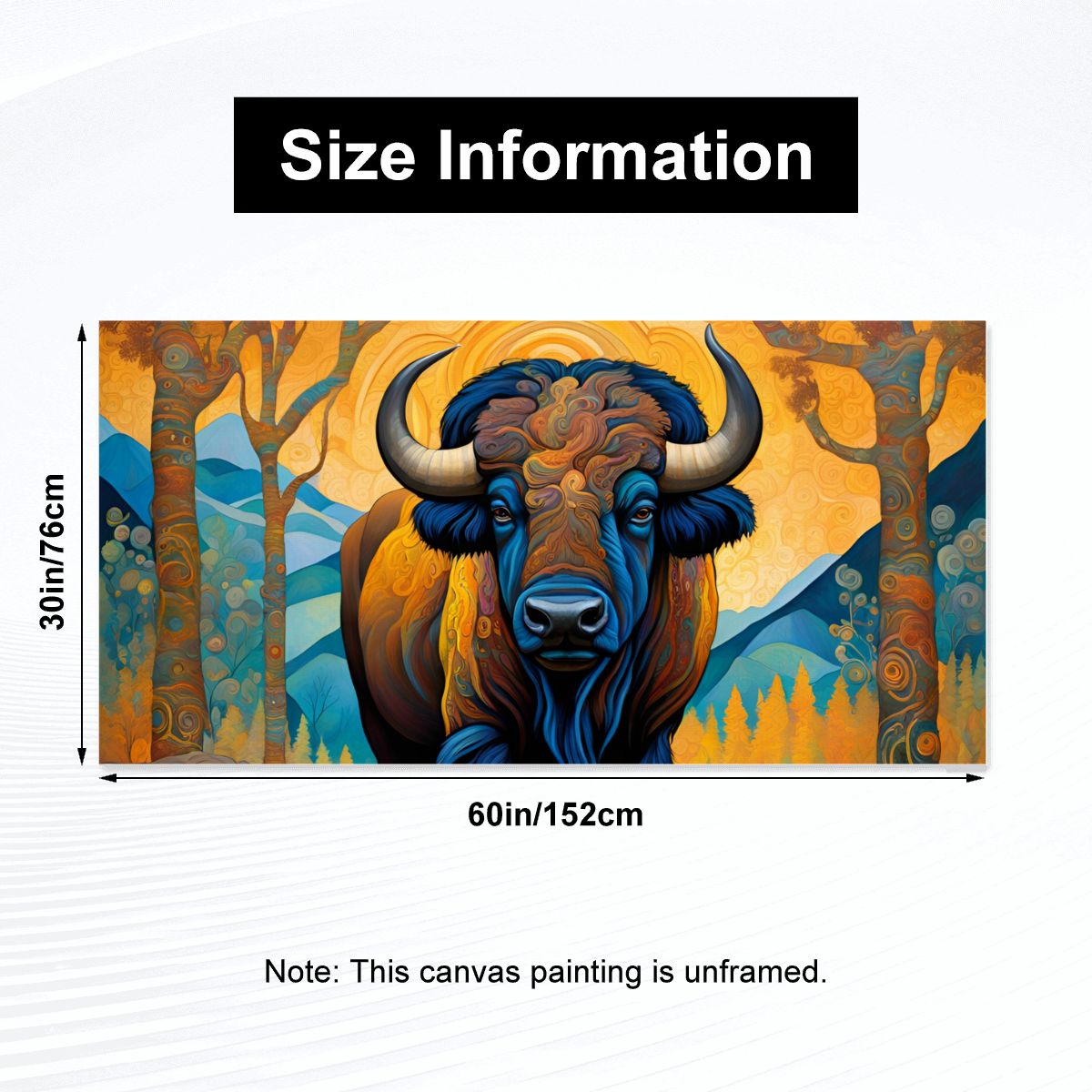 60" x 30" Printed Canvas Fabric Wall Art - No Frame (Made in USA)