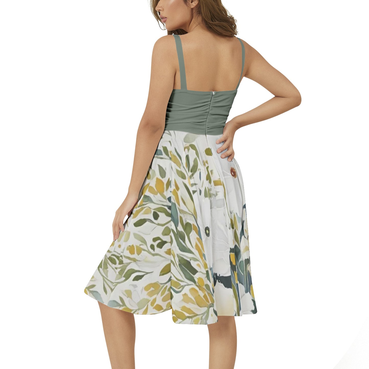 Tiffany Sleeveless Square Neck Flare Hem Midi Dress