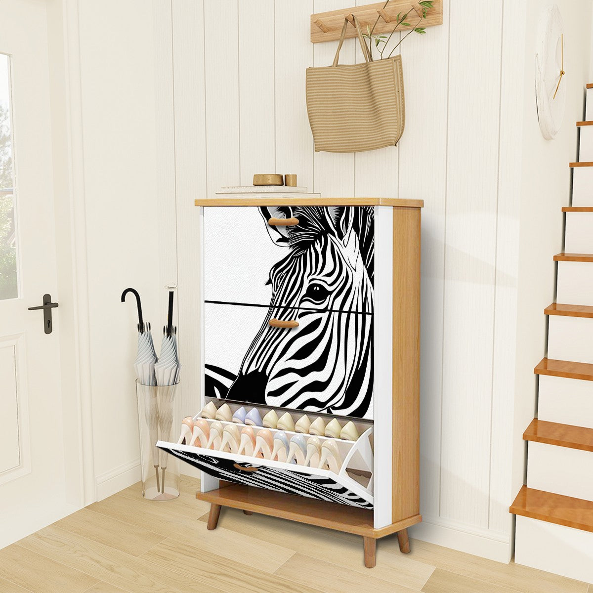 Zebra Shoe Cabinet (Made in USA)