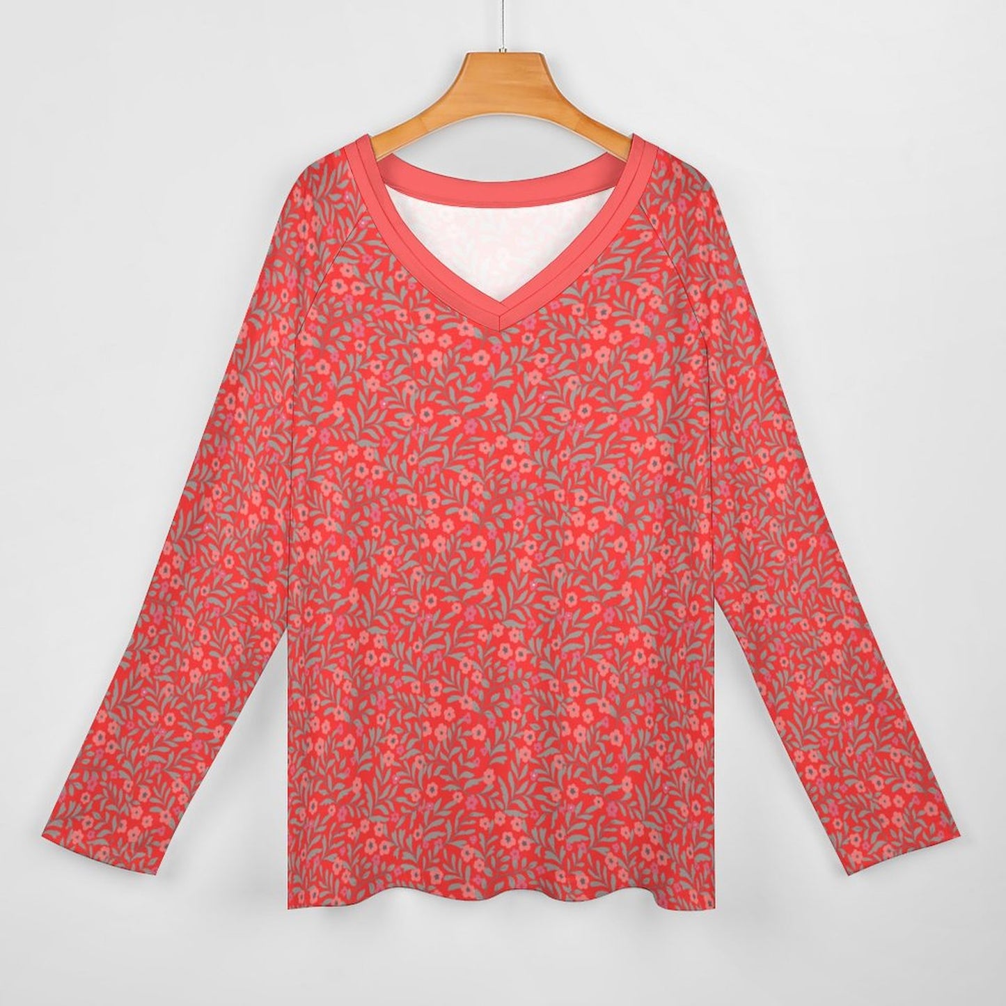 Creighton V-neck Loose Long Sleeve T-shirt