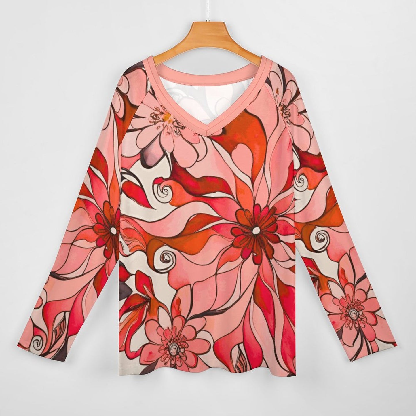 Aubrey V-neck Loose Long Sleeve T-shirt