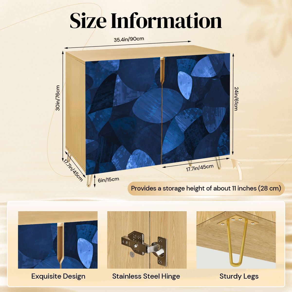 Blue Contemporary Wooden Storage Cabinet (Made in USA)