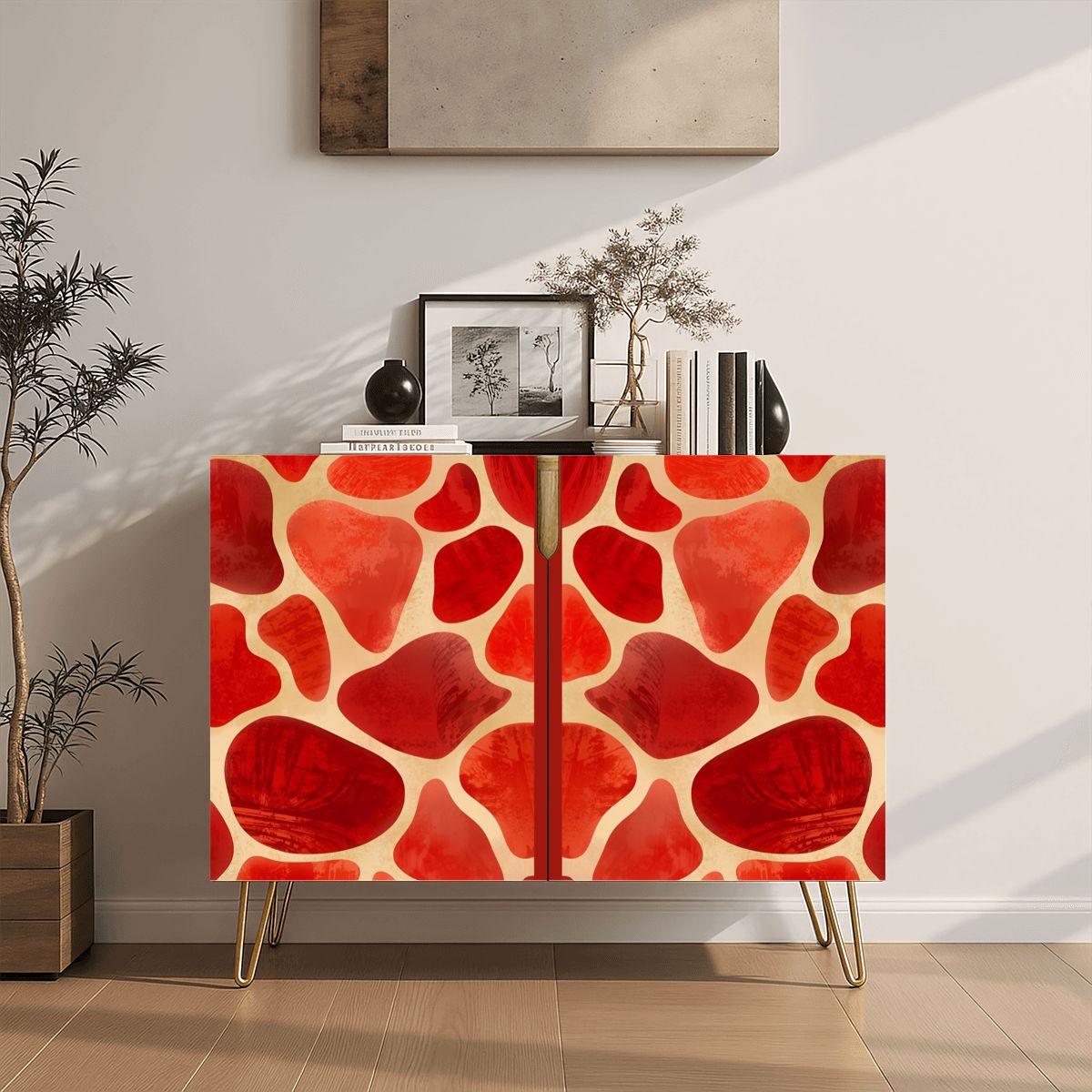 Red Giraffe Wooden Storage Cabinet (Made in USA)