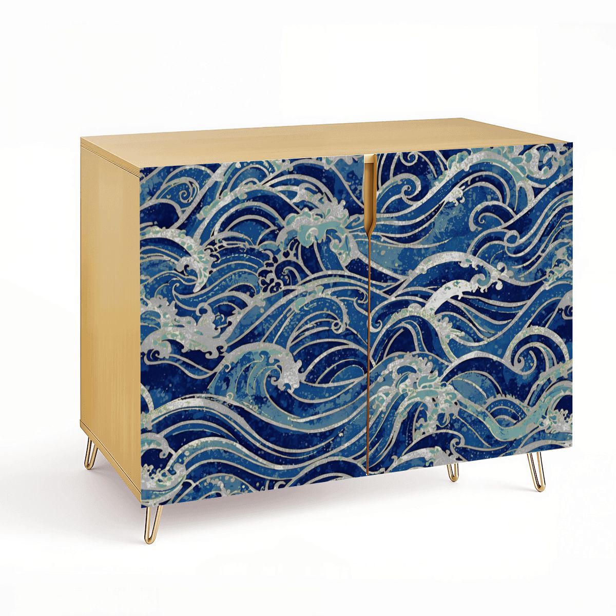 Ocean Waves Wooden Storage Cabinet (Made in USA)