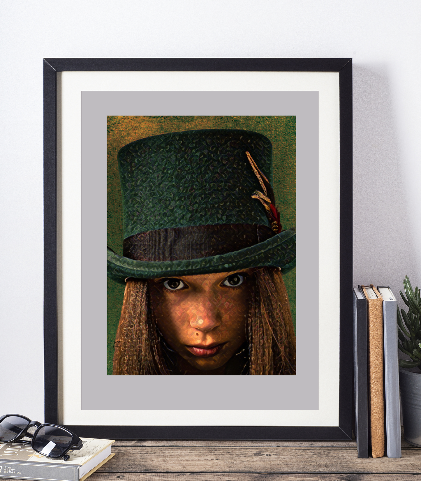 Maeve Girl in Green Top Hat Art Poster