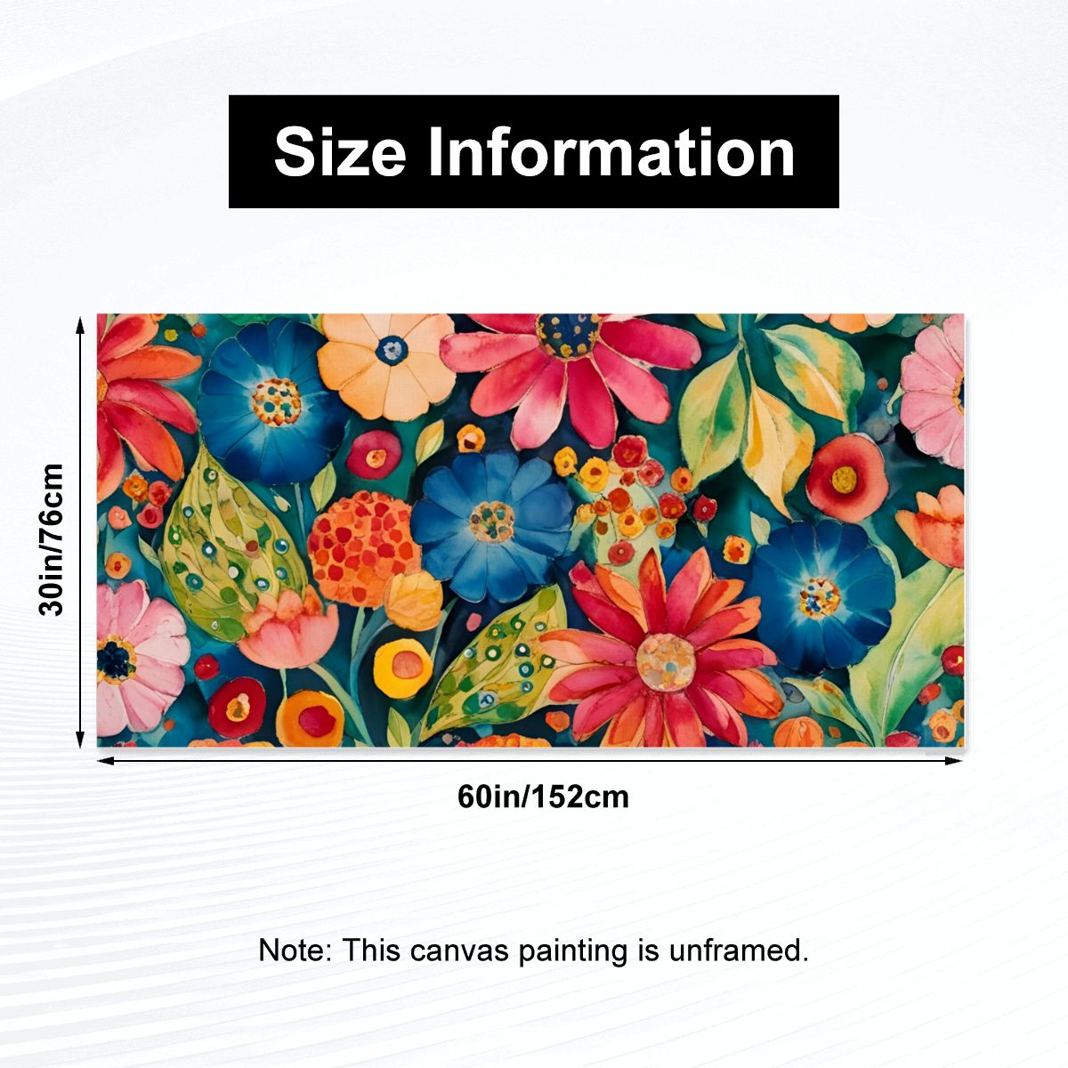 60" x 30" Printed Canvas Fabric Wall Art - No Frame (Made in USA)