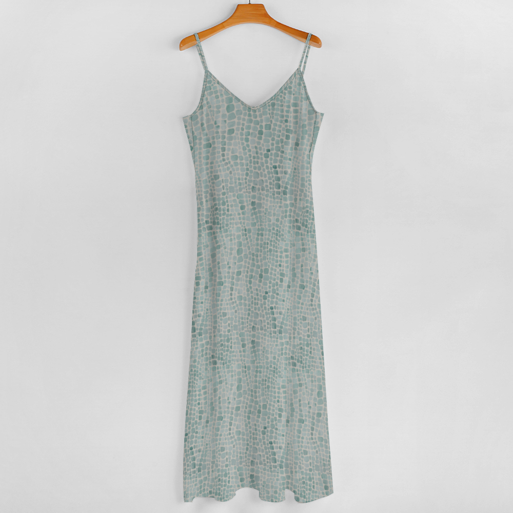 Pastel Crocked Women's Summer Fashion Maxi Slip Dress