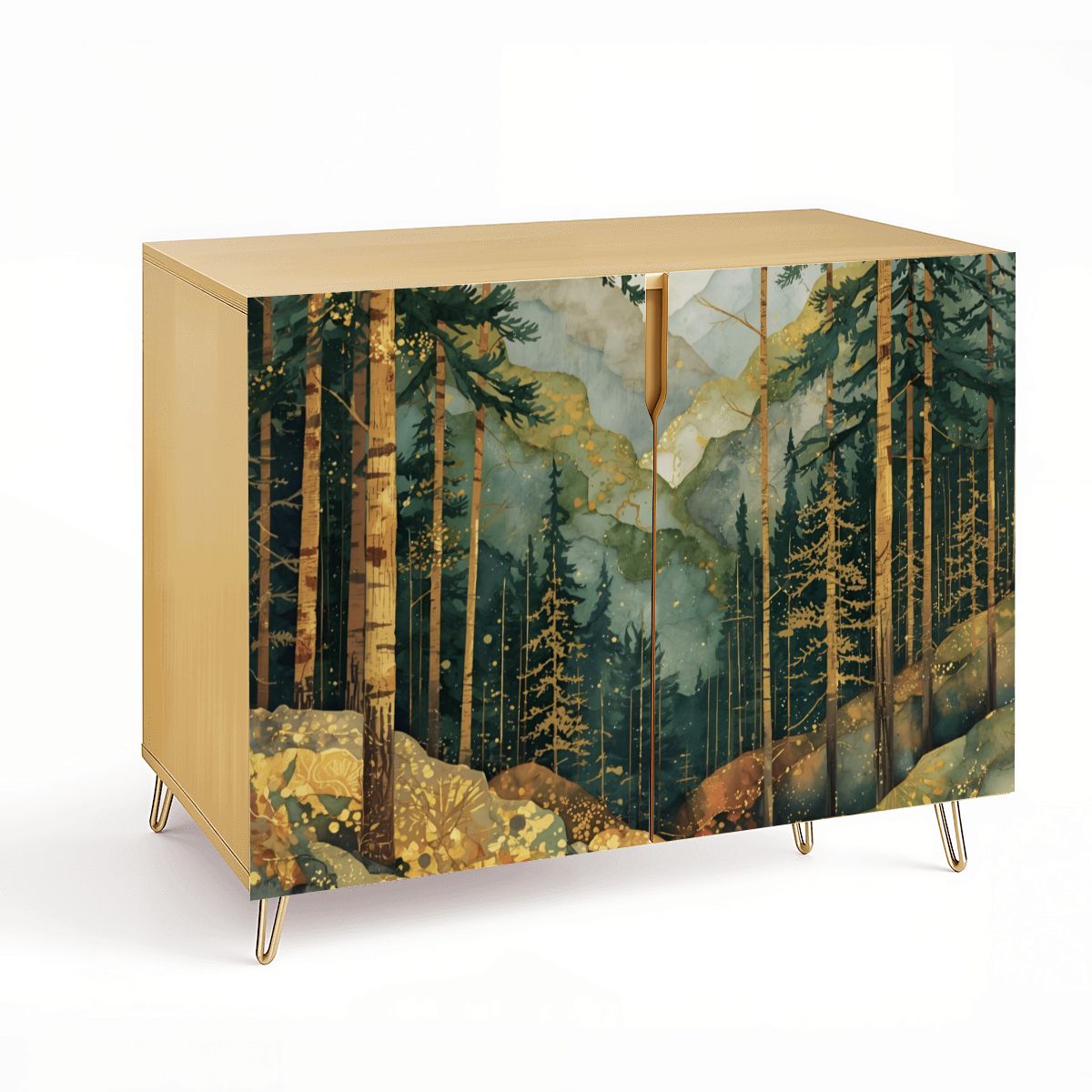 Mountain Forest Art Wooden Storage Cabinet (Made in USA)