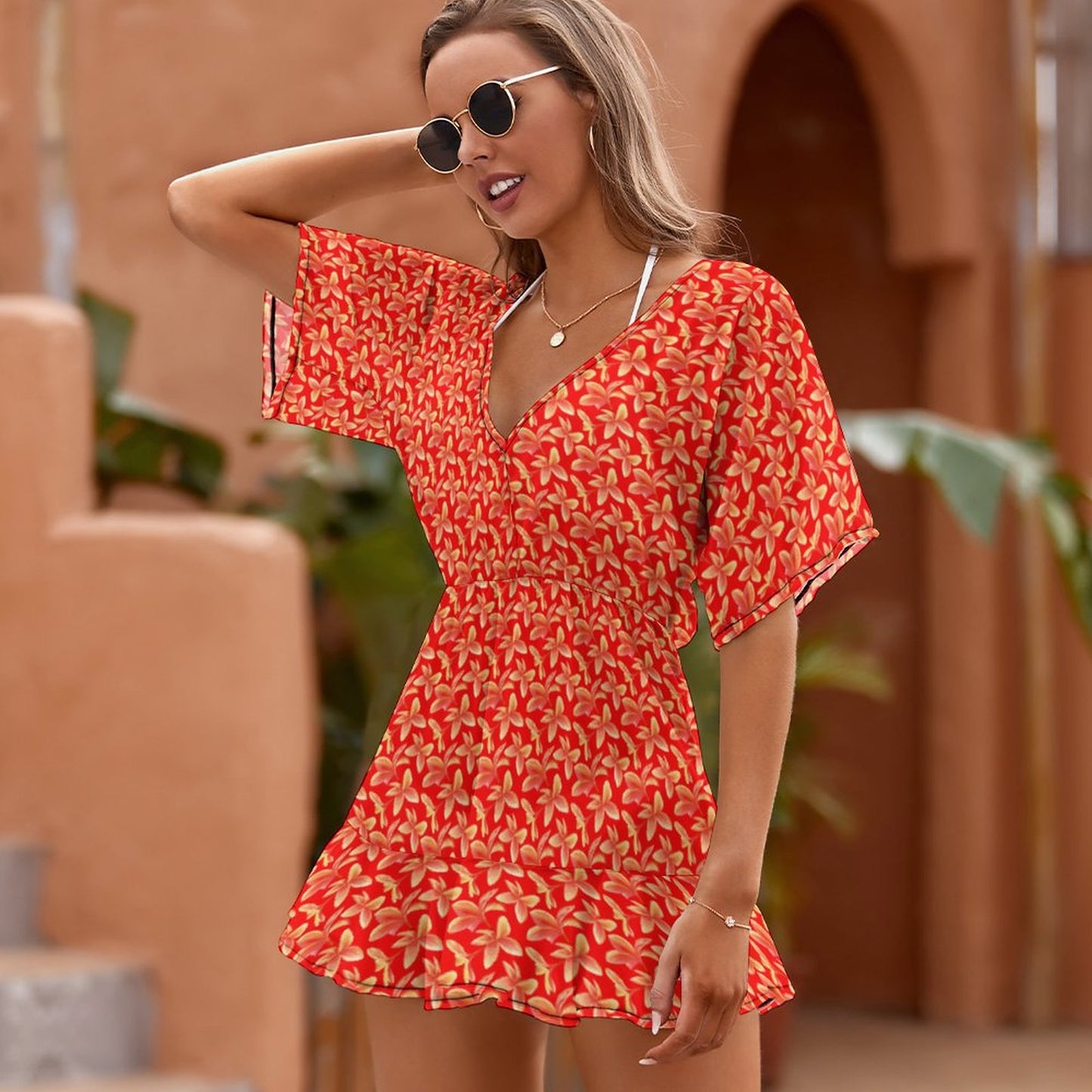Plumeria Cover-up Dress for Swimwear