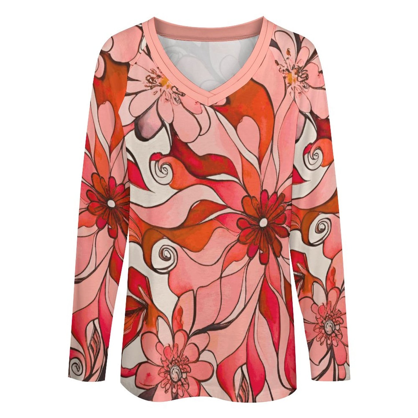 Aubrey V-neck Loose Long Sleeve T-shirt