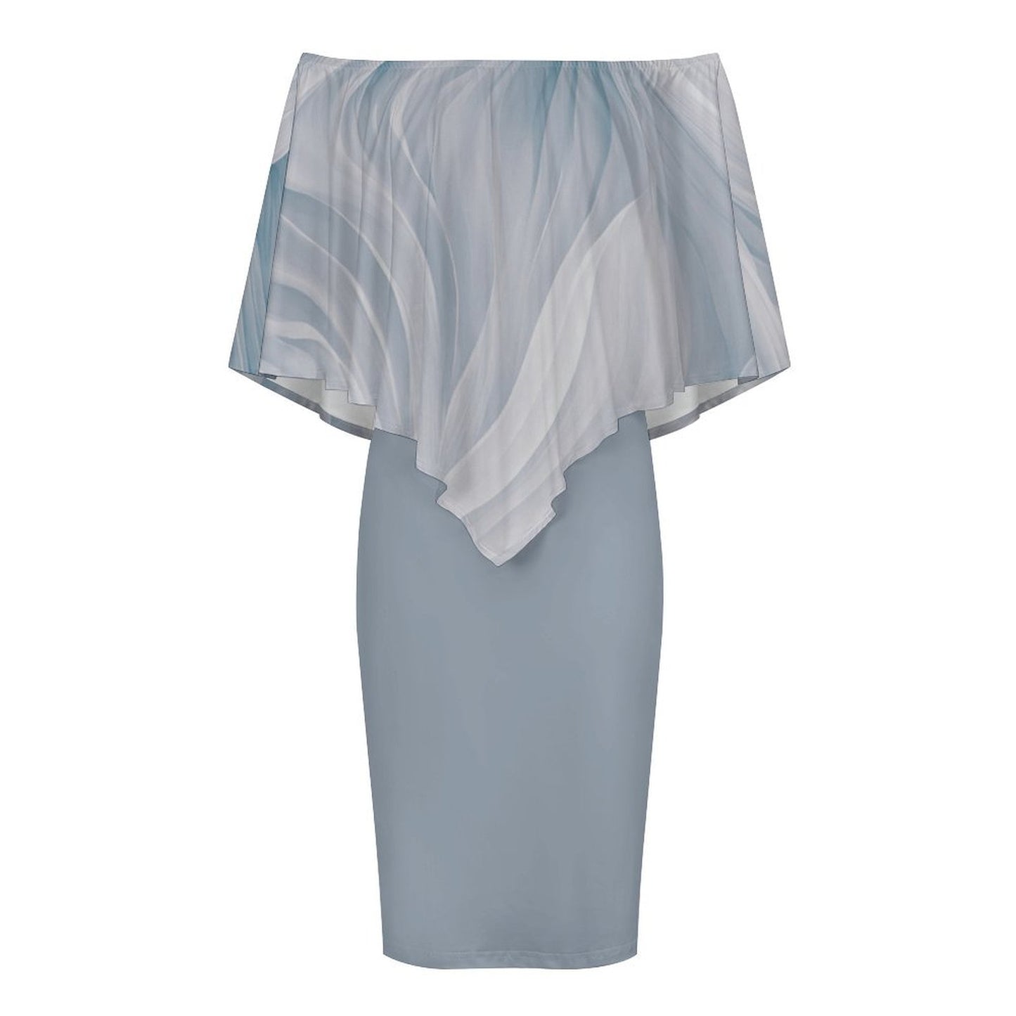 Sway in Blue Women's Off-shoulder Shawl Dress
