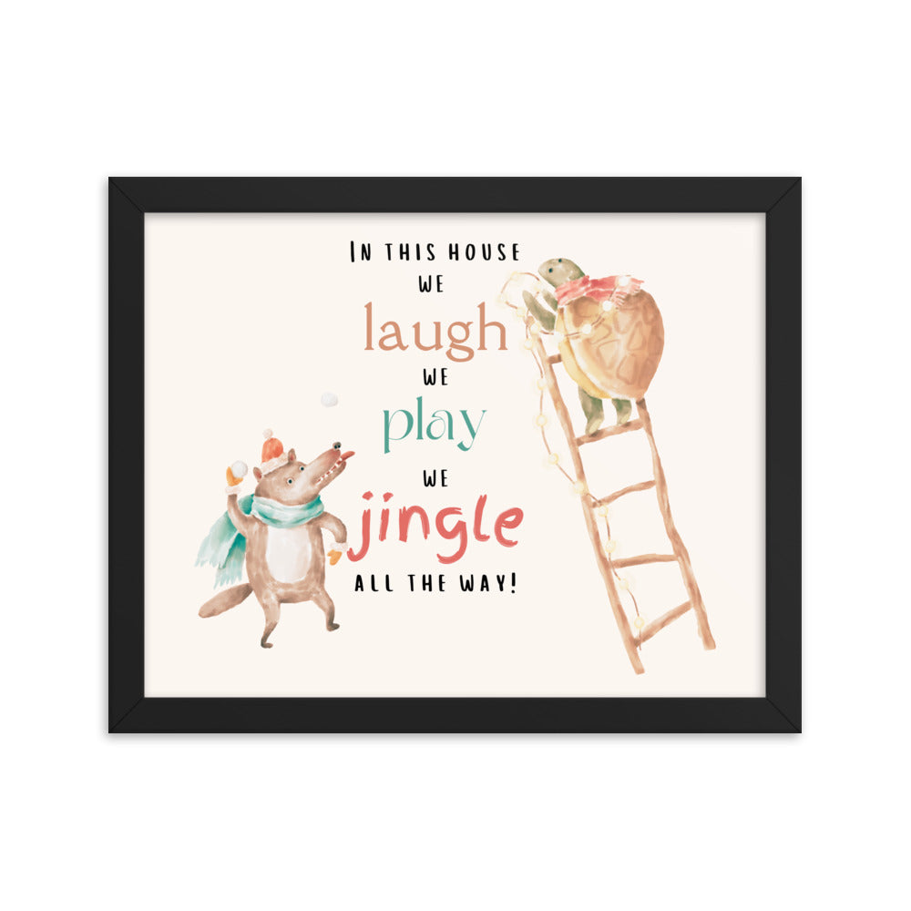 Wolf & Turtle Laugh Play Jingle all the Way Framed poster