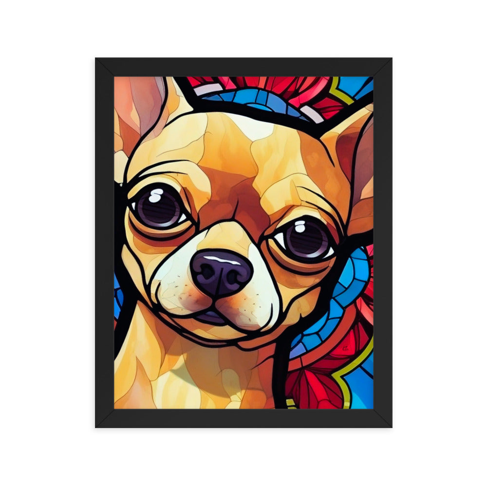 Chihuahua Stained Glass Look Framed poster