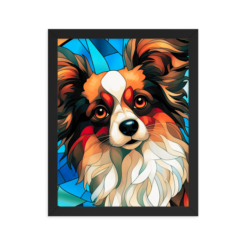 Papillon Stained Glass Look Framed poster