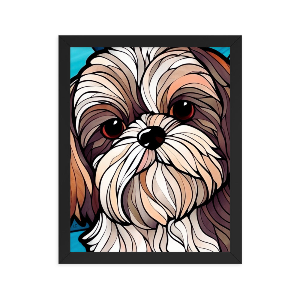 Shih Tzu Stained Glass Look Framed poster