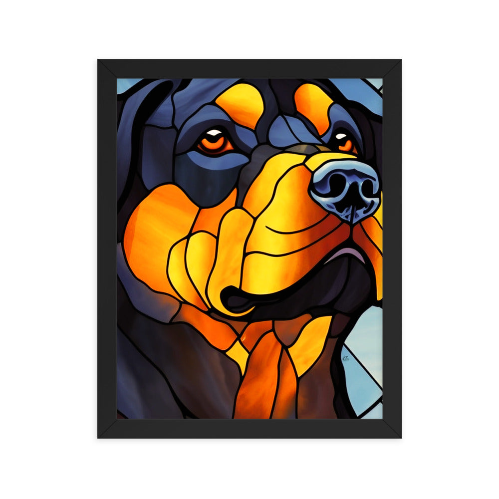 Rottweiler Stained Glass Look Framed poster