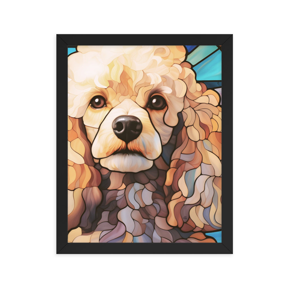 Poodle Stained Glass Look Framed poster