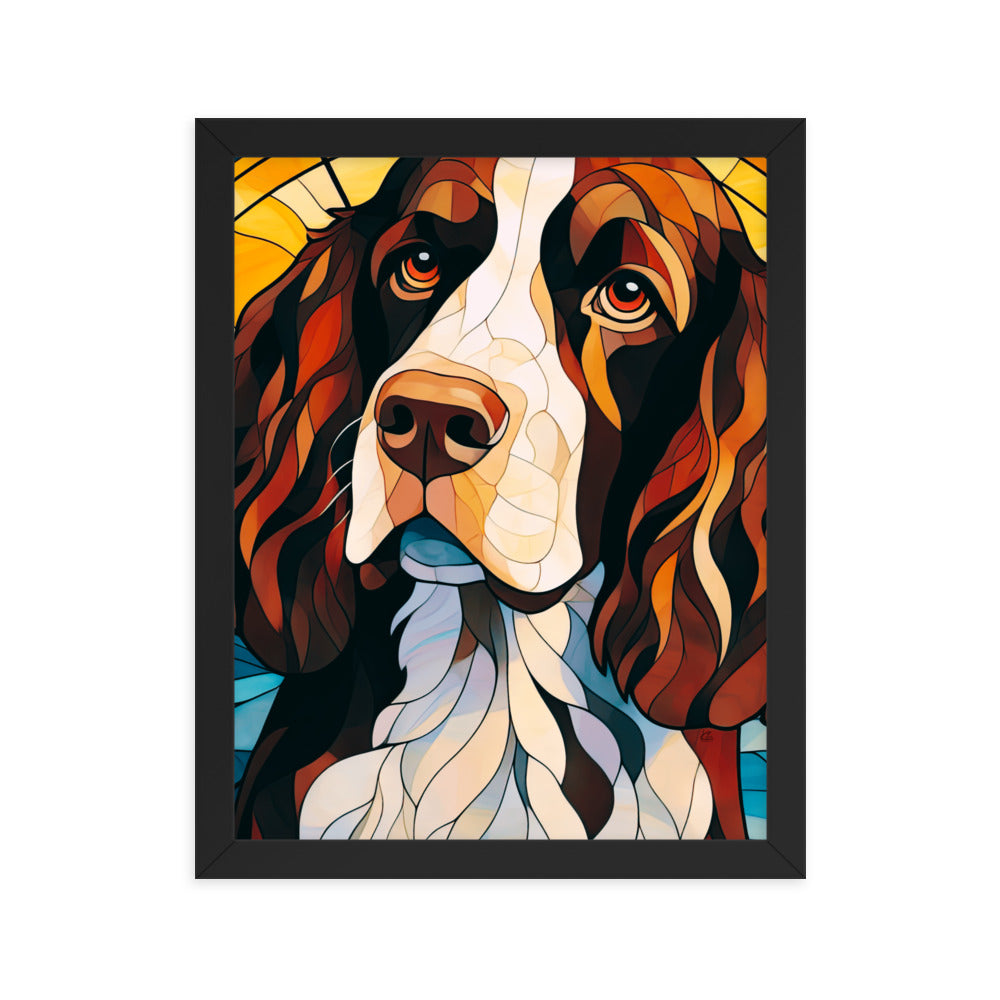 English Springer Spaniel Stained Glass Look Framed poster