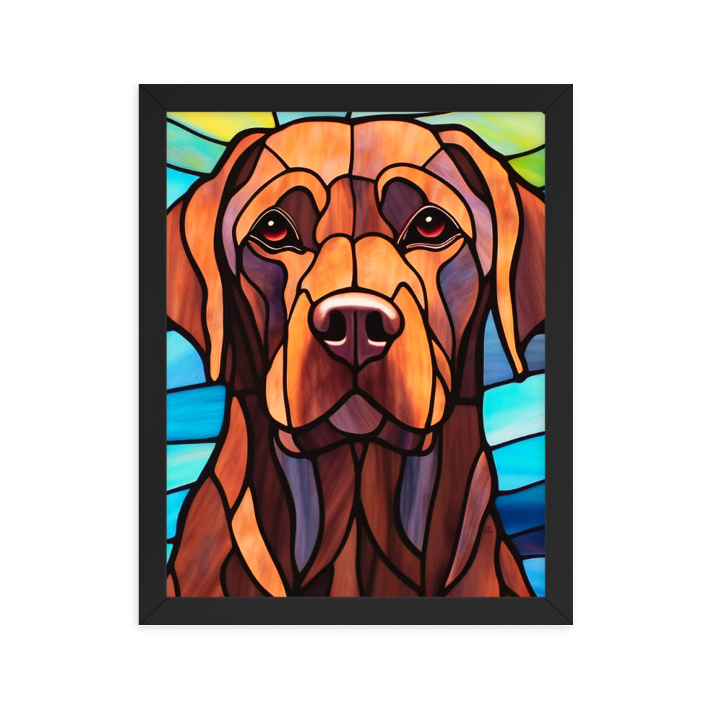 Chocolate Labrador Stained Glass Look Framed poster