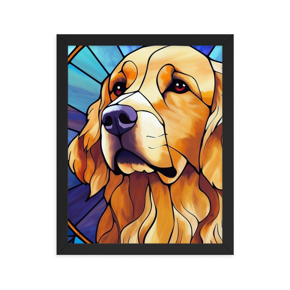 Golden Retriever Stained Glass Look Framed poster