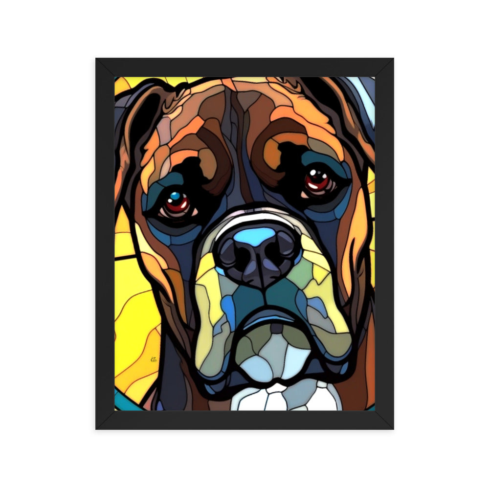 Boxer Stained Glass Look Framed poster