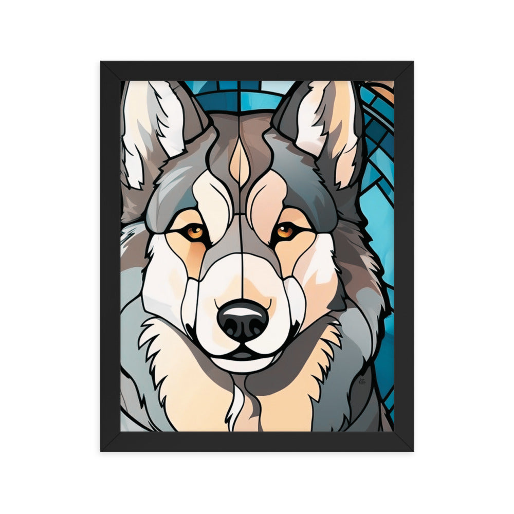 Siberian Husky Stained Glass Look Framed poster