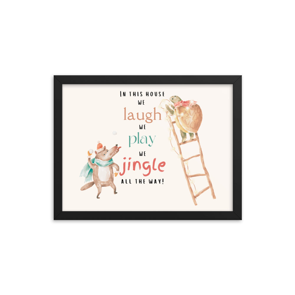 Wolf & Turtle Laugh Play Jingle all the Way Framed poster