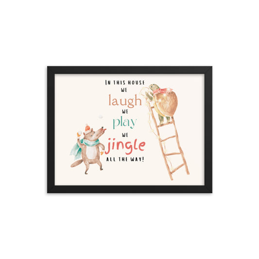 Wolf & Turtle Laugh Play Jingle all the Way Framed poster