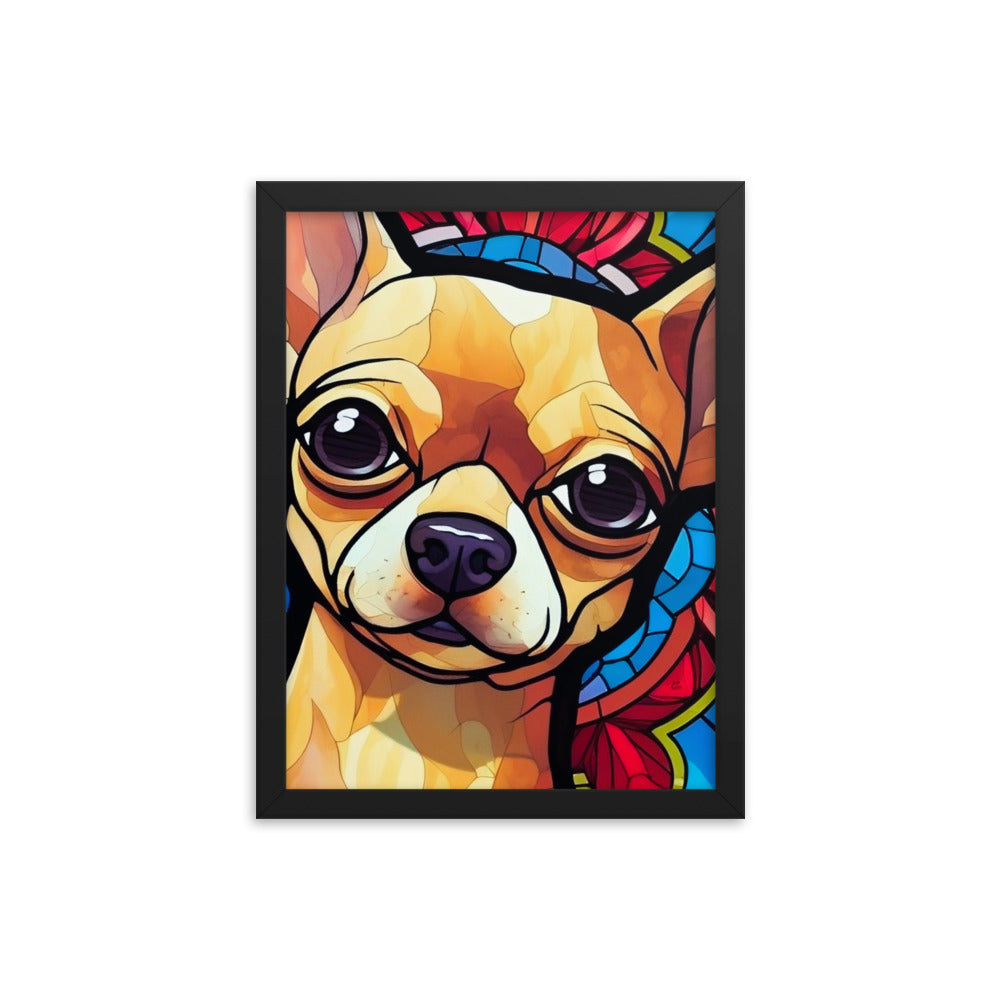 Chihuahua Stained Glass Look Framed poster