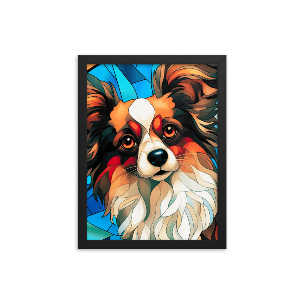 Papillon Stained Glass Look Framed poster