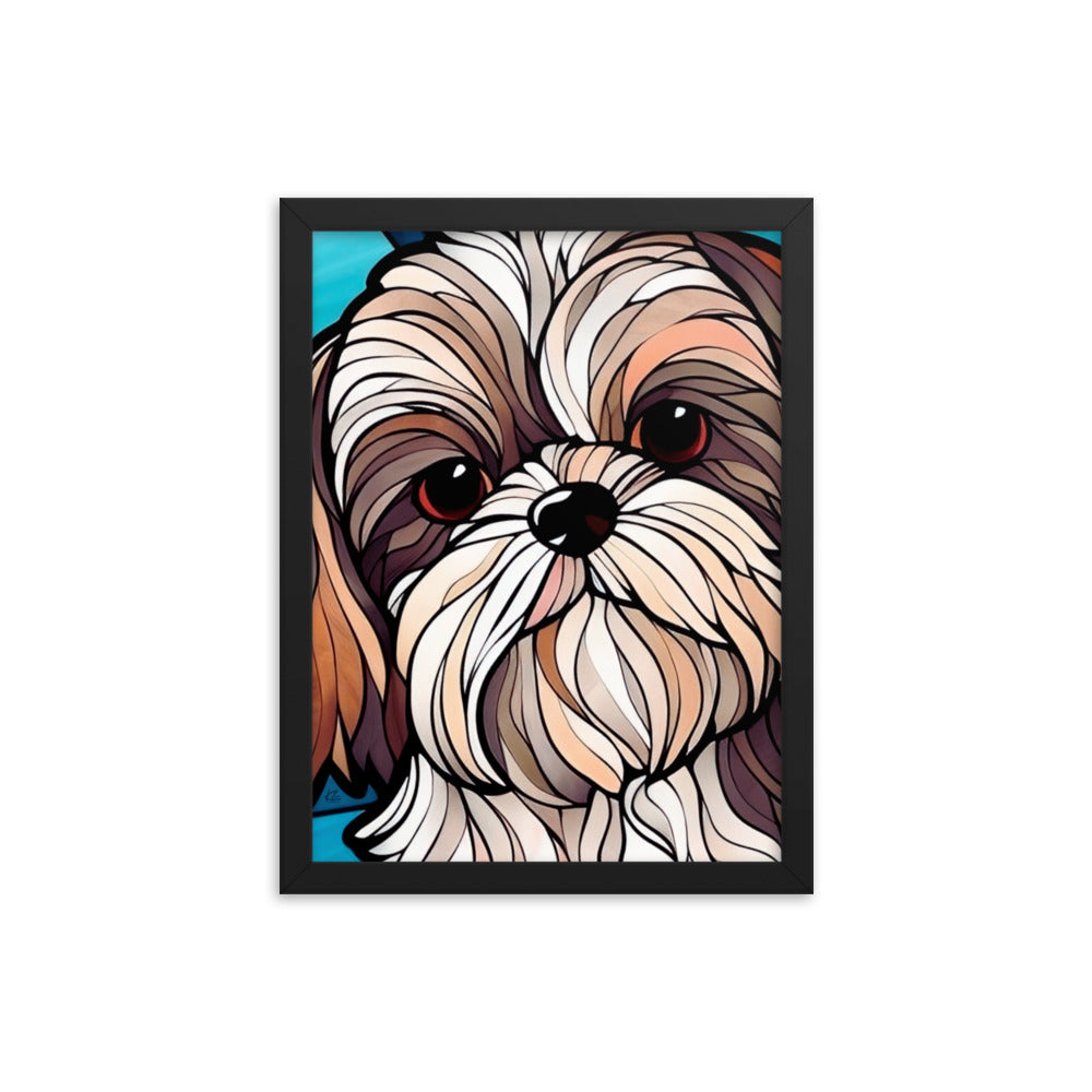 Shih Tzu Stained Glass Look Framed poster