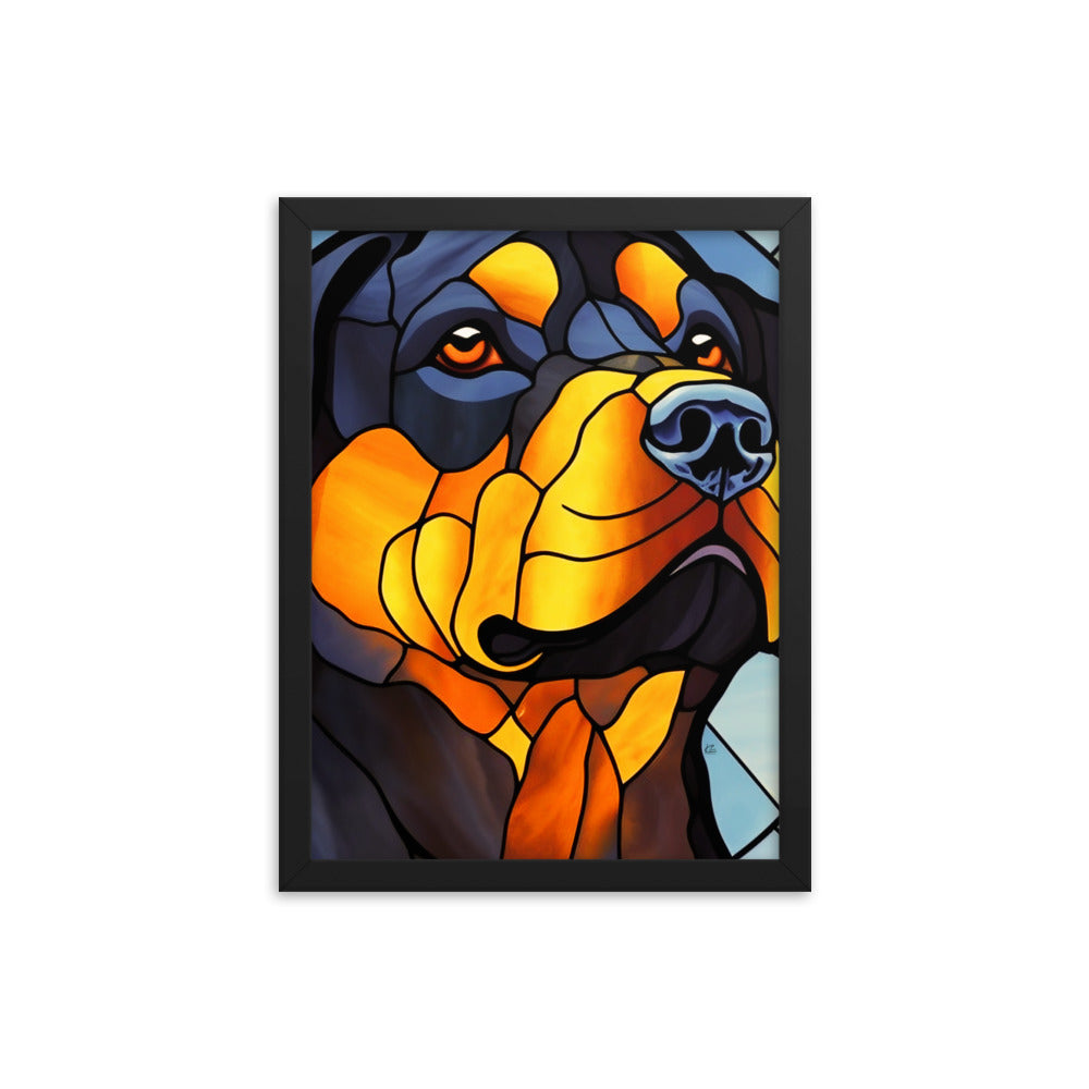 Rottweiler Stained Glass Look Framed poster