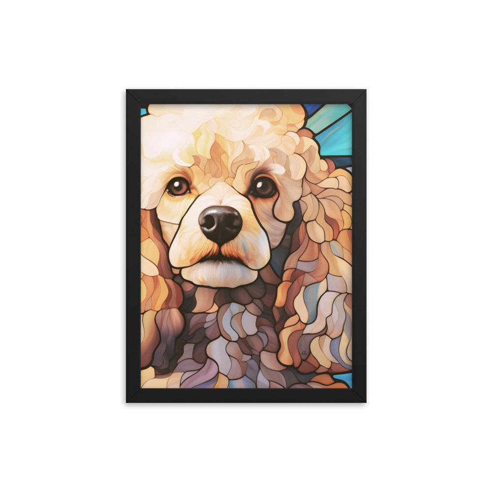 Poodle Stained Glass Look Framed poster