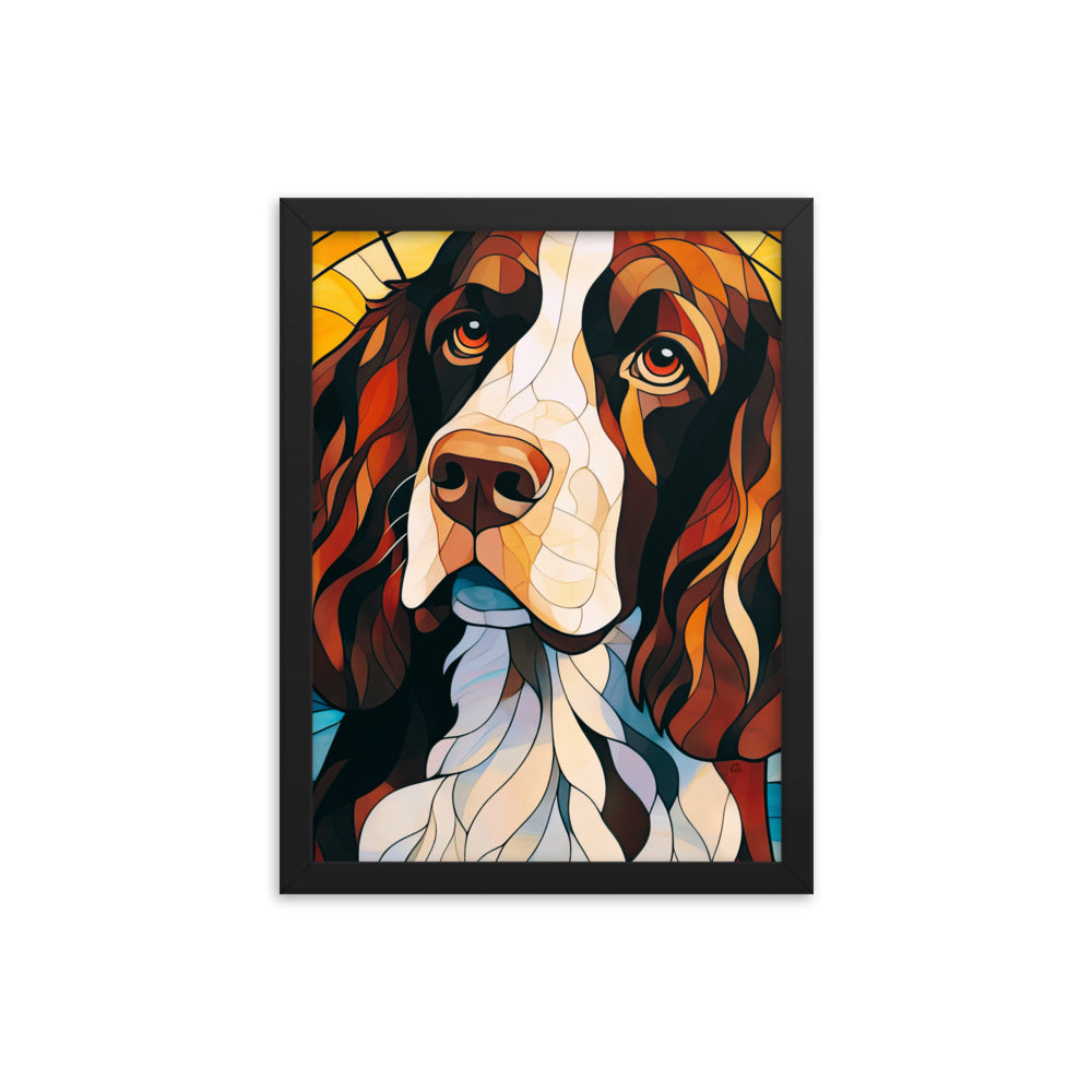 English Springer Spaniel Stained Glass Look Framed poster