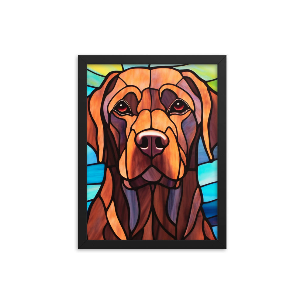 Chocolate Labrador Stained Glass Look Framed poster