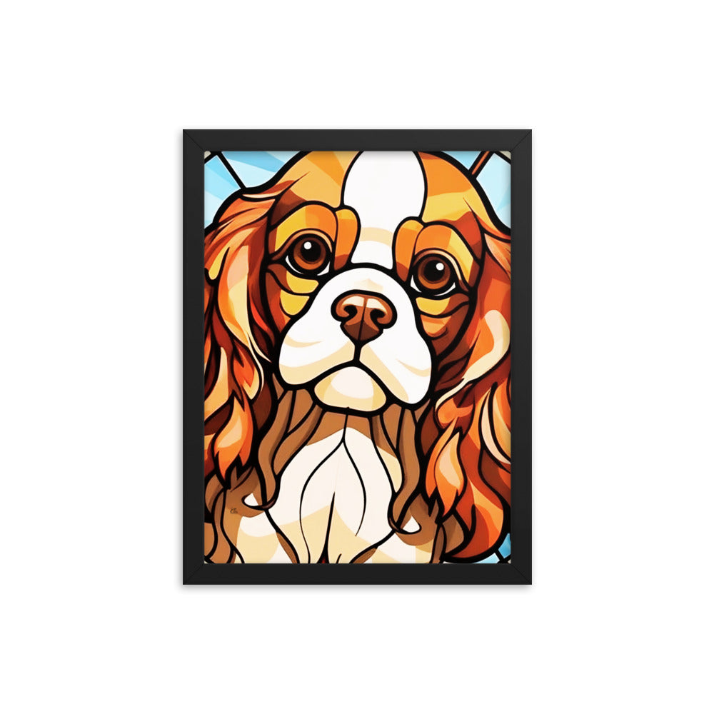 Cavalier King Charles Stained Glass Look Framed poster