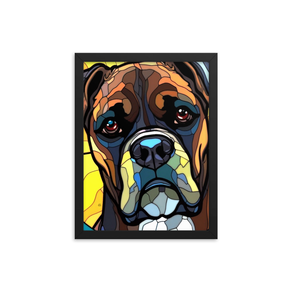 Boxer Stained Glass Look Framed poster