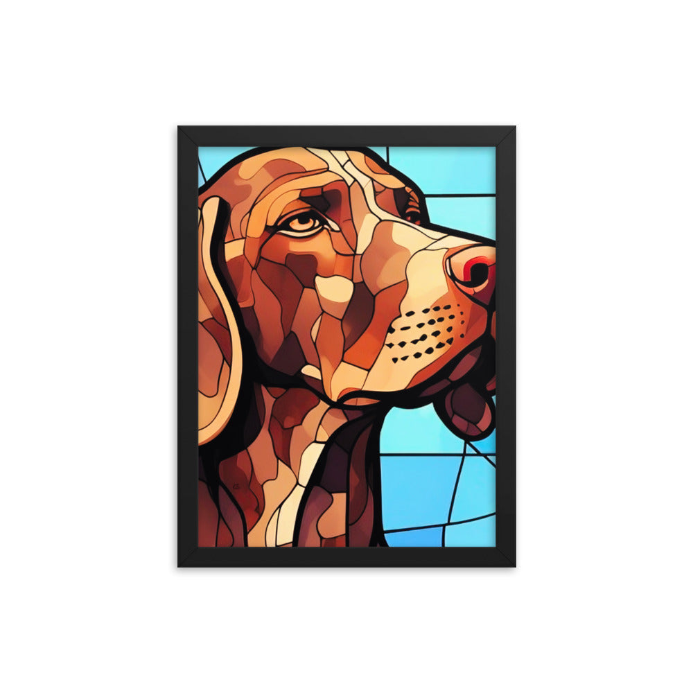 Pointer Stained Glass Look Framed poster