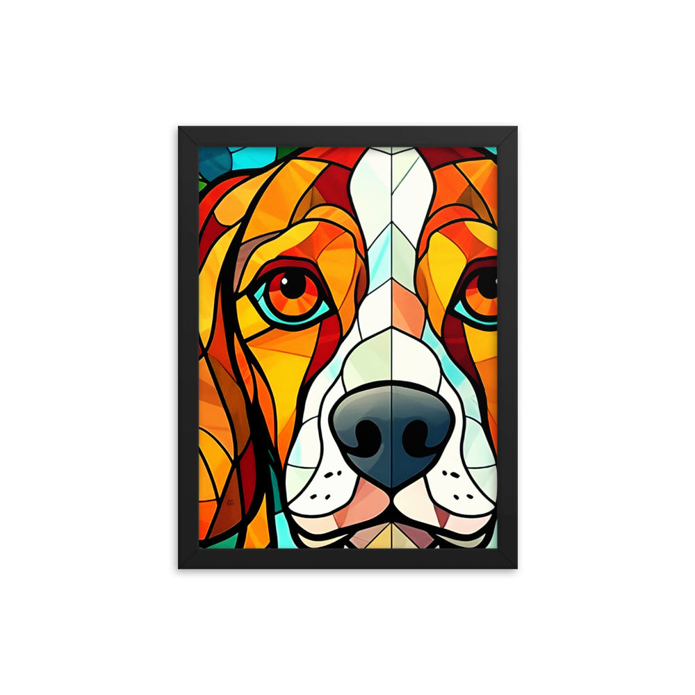 Beagle Stained Glass Look Framed poster