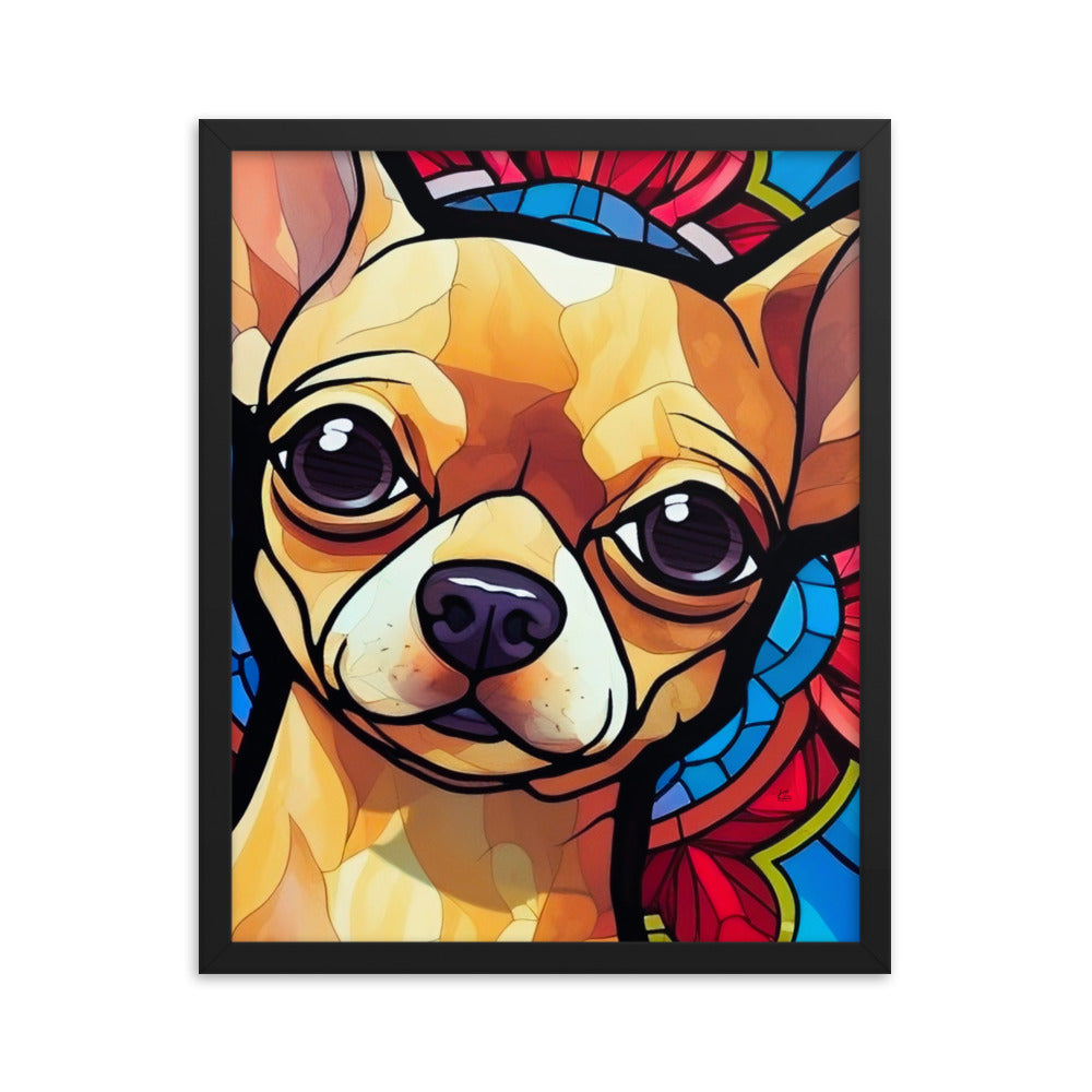 Chihuahua Stained Glass Look Framed poster