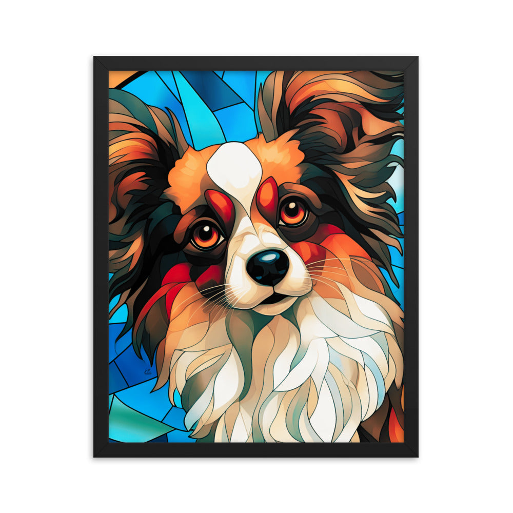 Papillon Stained Glass Look Framed poster