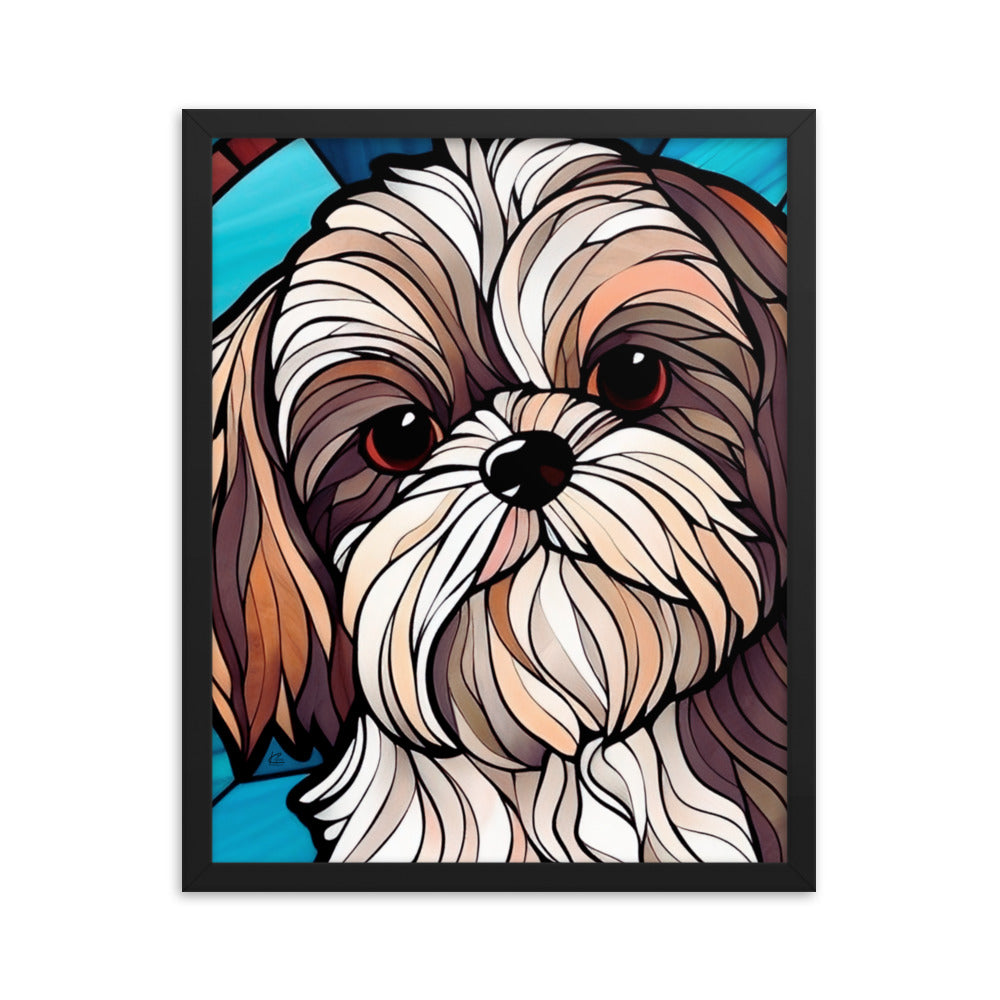 Shih Tzu Stained Glass Look Framed poster