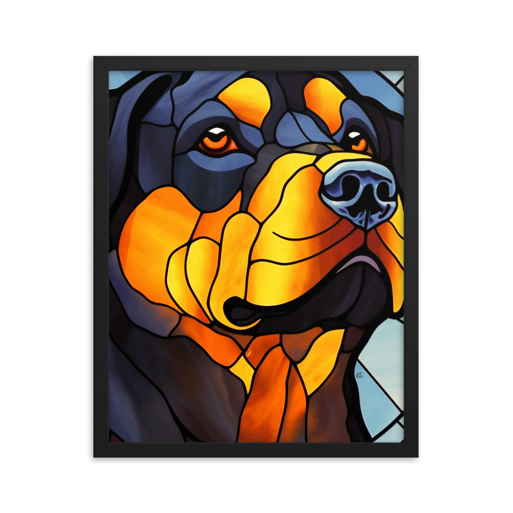 Rottweiler Stained Glass Look Framed poster