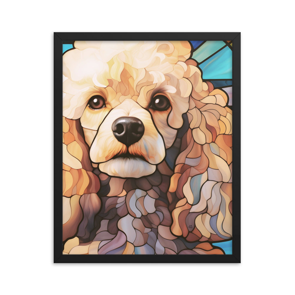 Poodle Stained Glass Look Framed poster