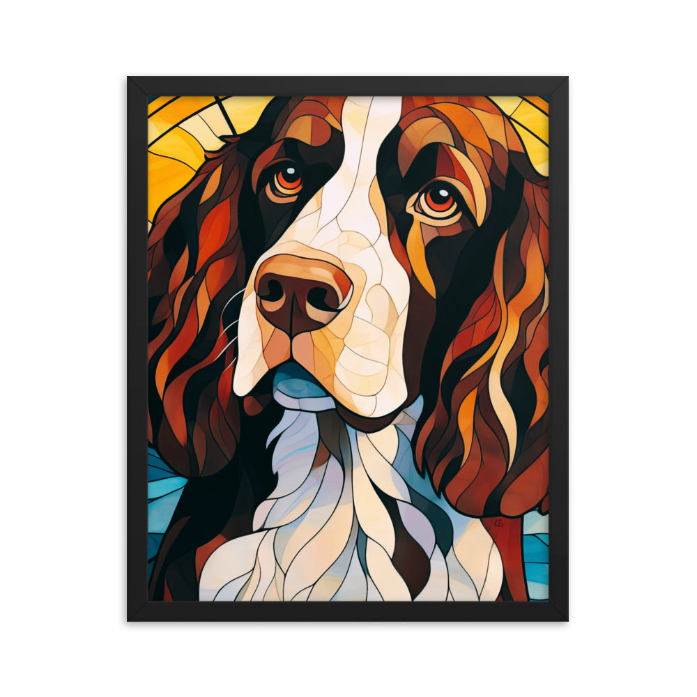 English Springer Spaniel Stained Glass Look Framed poster