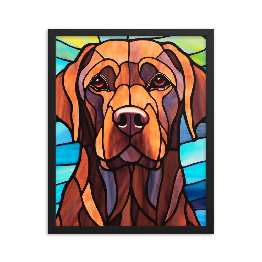 Chocolate Labrador Stained Glass Look Framed poster