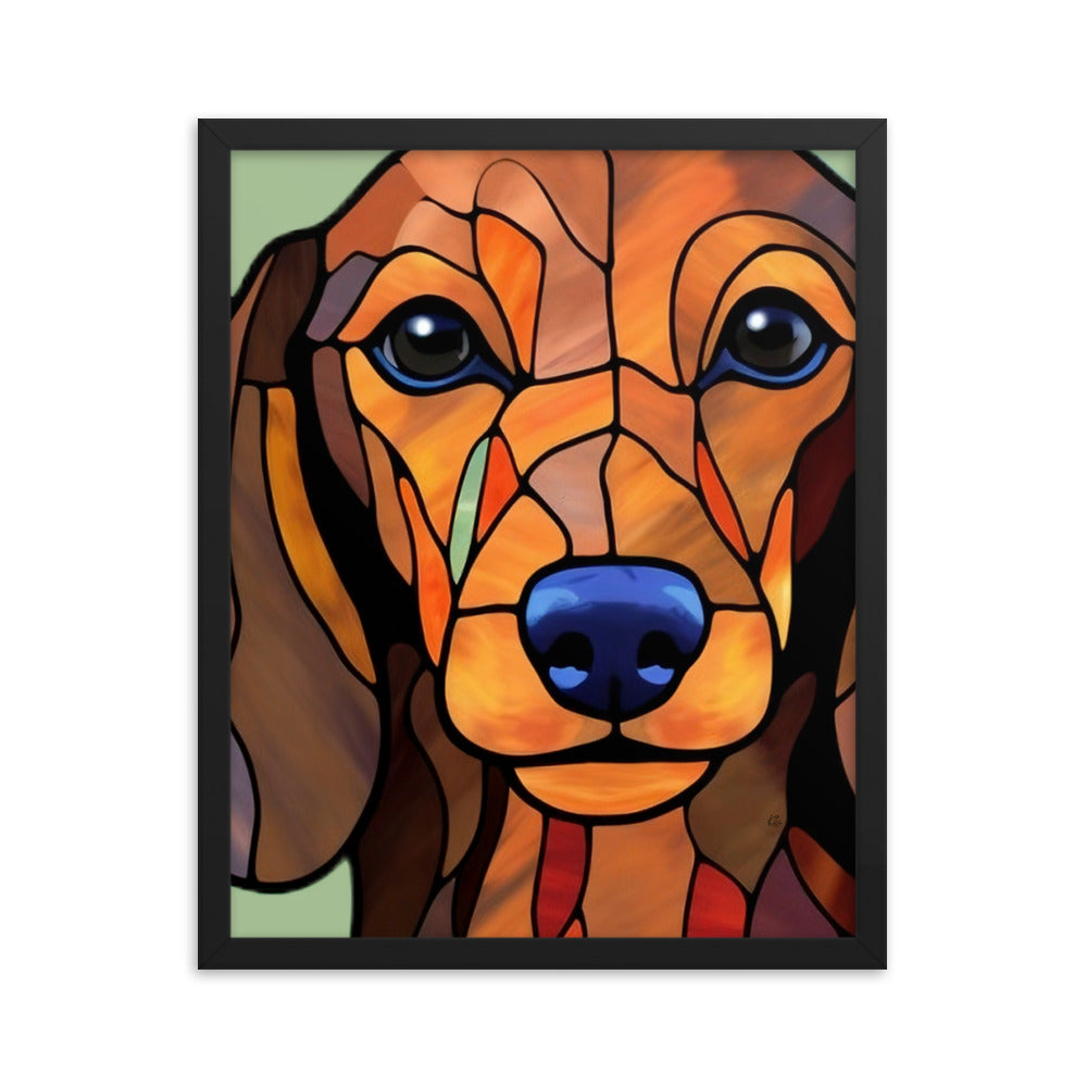 Dachshund Stained Glass Look Framed poster