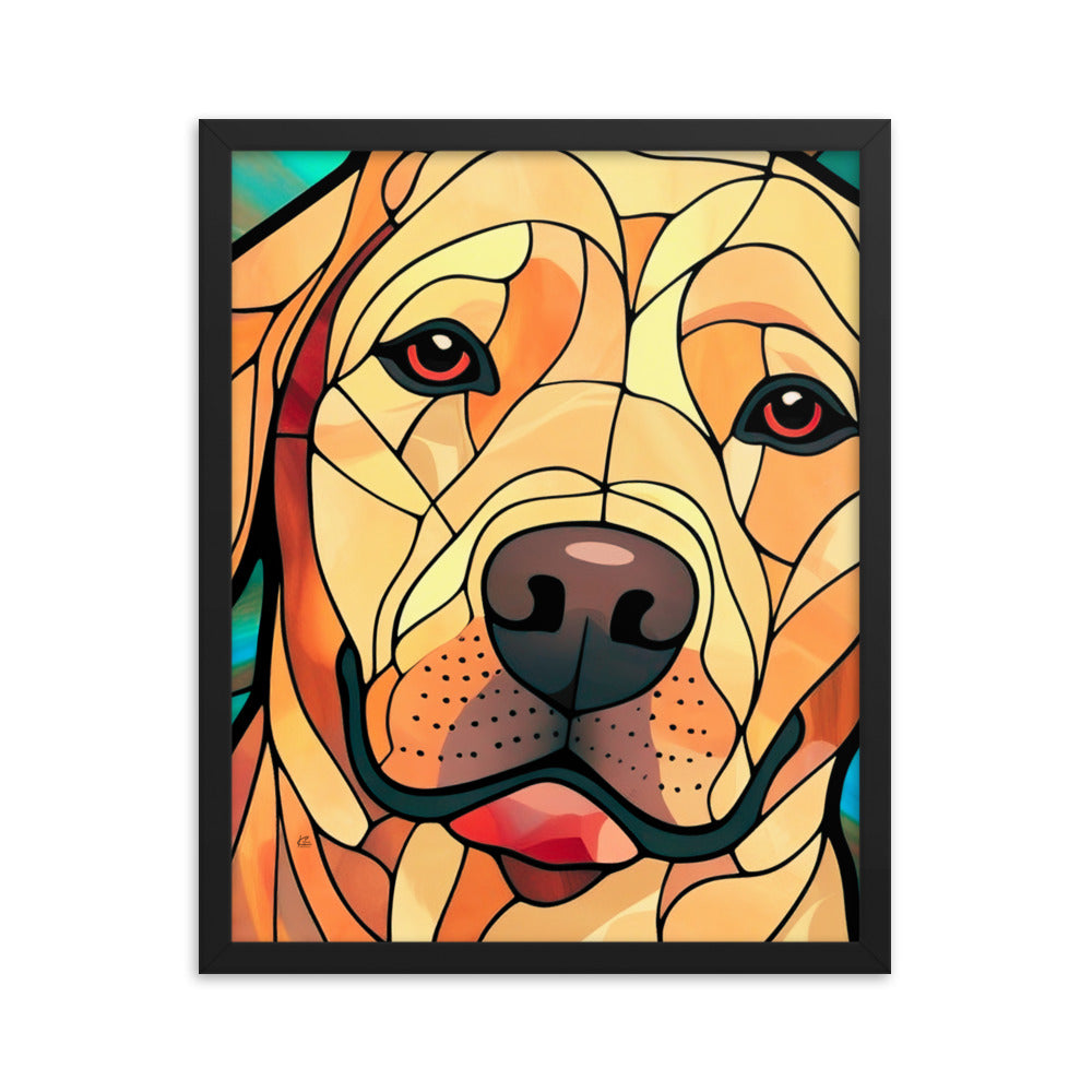 Labrador Stained Glass Look Framed poster