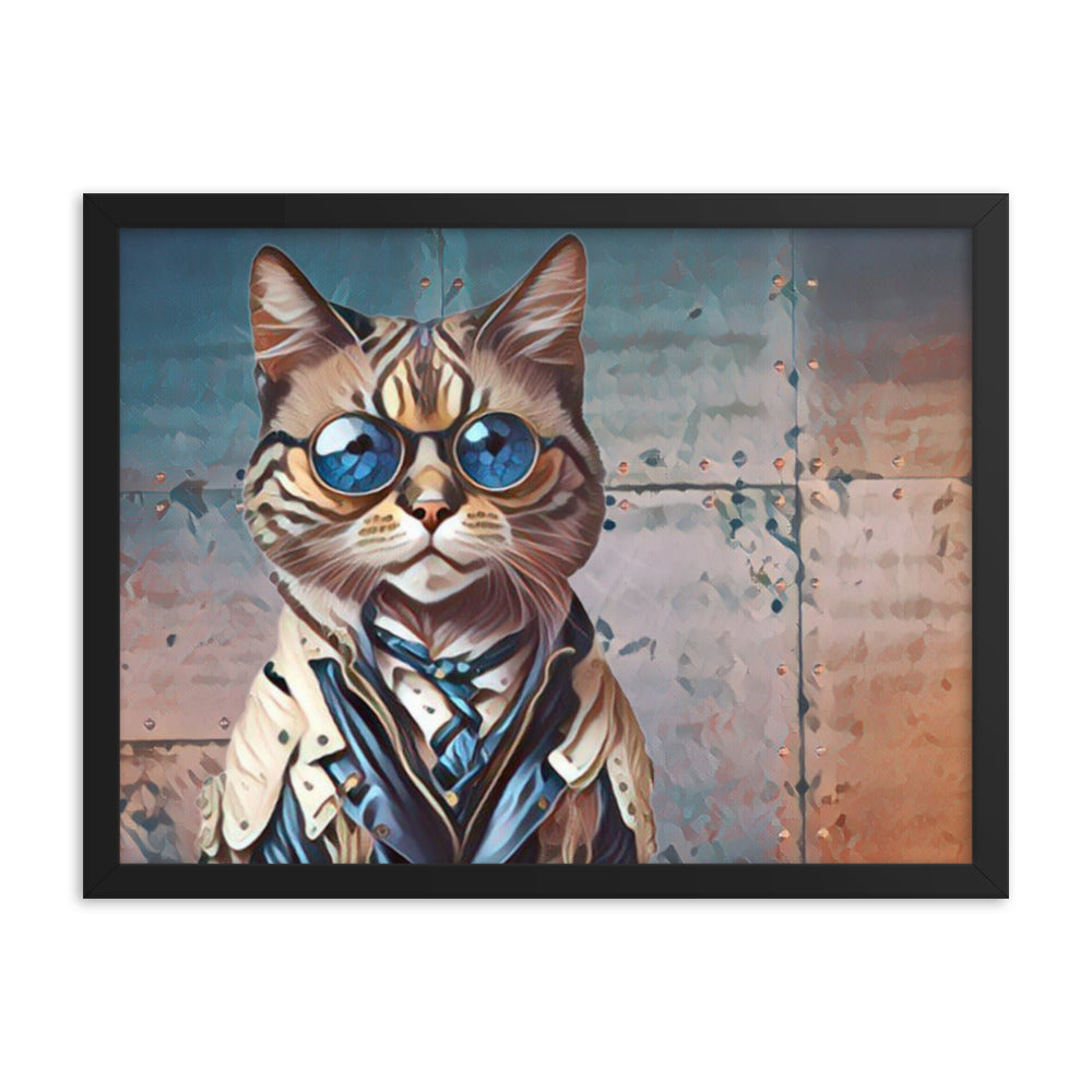 Clayton Steampunk Cat Framed poster