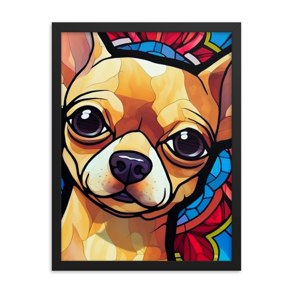 Chihuahua Stained Glass Look Framed poster